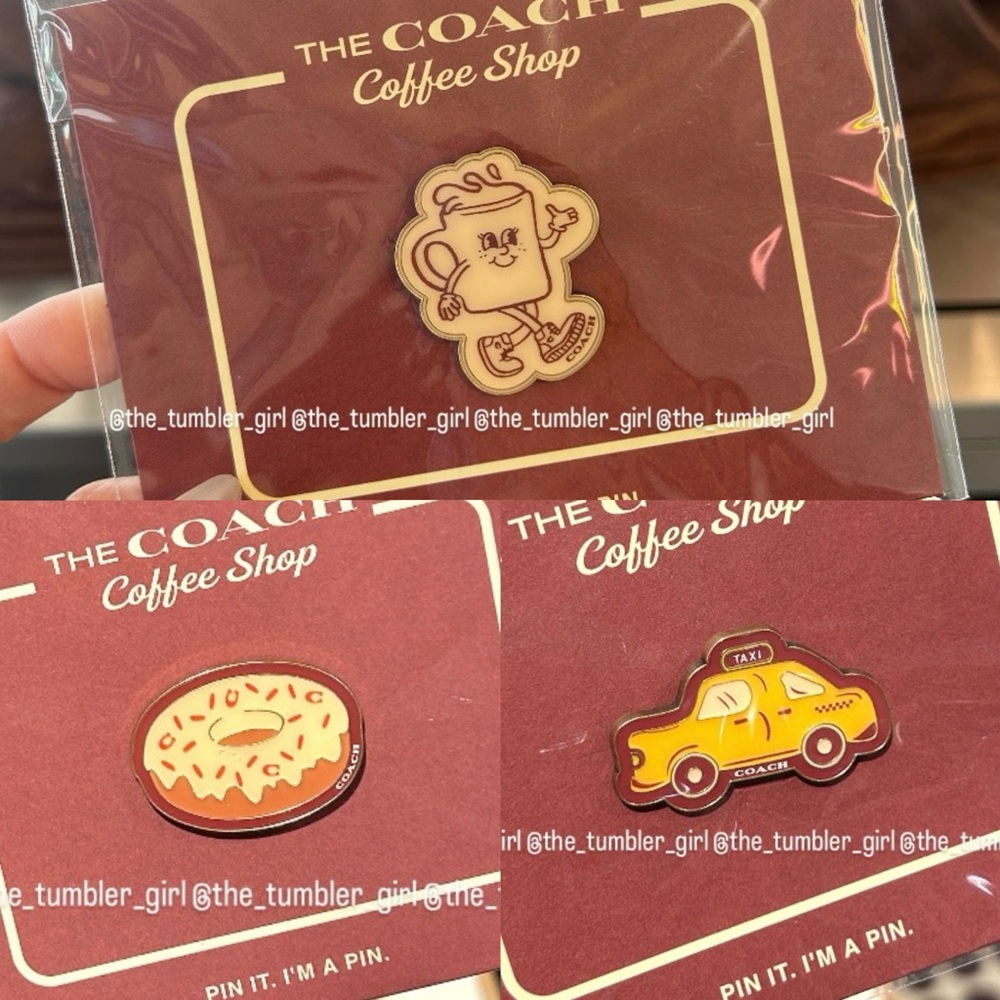 3 Coach Coffee Shop Pins NWT